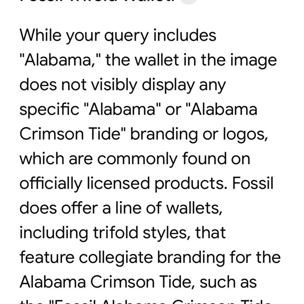 Fossil Alabama Crimson Tide wallet. Dark Leather with  Brass Accent